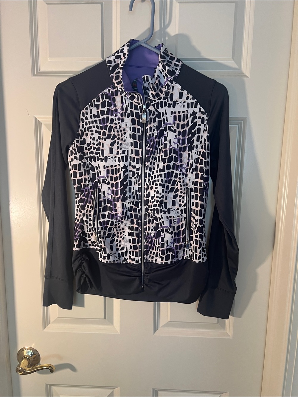bolle Black and Purple Patterned Zip Bomber Jacket